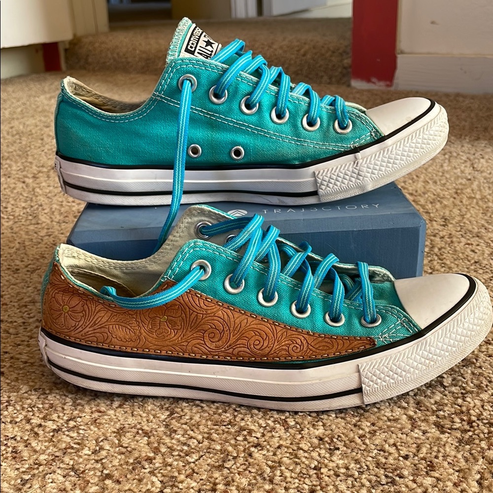 Teal and Brown Converse Sneakers